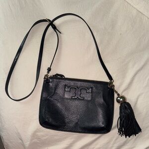 Tory Burch Black Leather Crossbody with Tassel